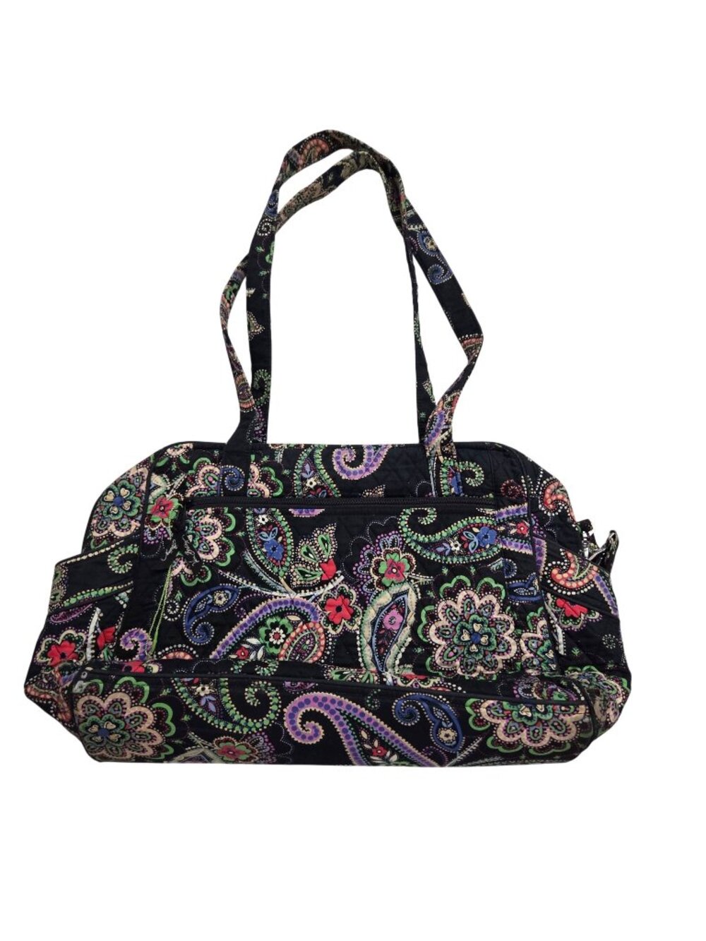 Vera Bradley Quilted Weekender Travel Diaper Bag Paisley Print Black Multicolor